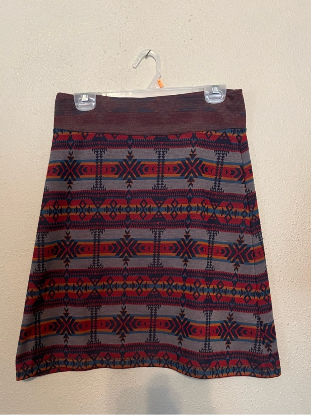 Kavu Classic Aztec Print A-Line Skirt - Rust, Purple, and Gray